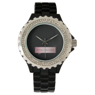 Elegante Imitate Rose Gold Name & Initialen Armbanduhr