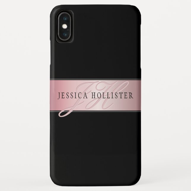Elegante Imitate Rose Gold | Name & Initialen Case-Mate iPhone Hülle (Rückseite)