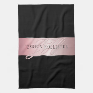 Elegante Imitate Rose Gold   Name & Initialen Geschirrtuch