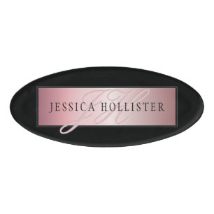 Elegante Imitate Rose Gold Name & Initialen Namenschild