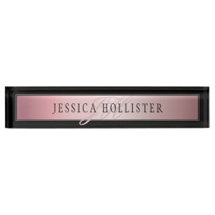 Elegante Imitate Rose Gold   Name & Initialen Namensplakette