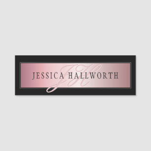 Elegante Imitate Rose Gold   Name & Initialen Namensschild