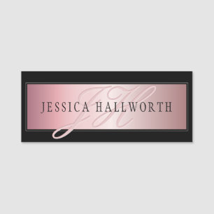 Elegante Imitate Rose Gold   Name & Initialen Namensschild