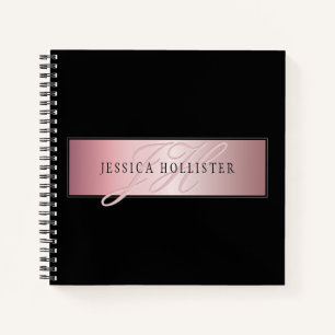 Elegante Imitate Rose Gold   Name & Initialen Notizbuch