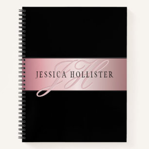 Elegante Imitate Rose Gold   Name & Initialen Notizbuch