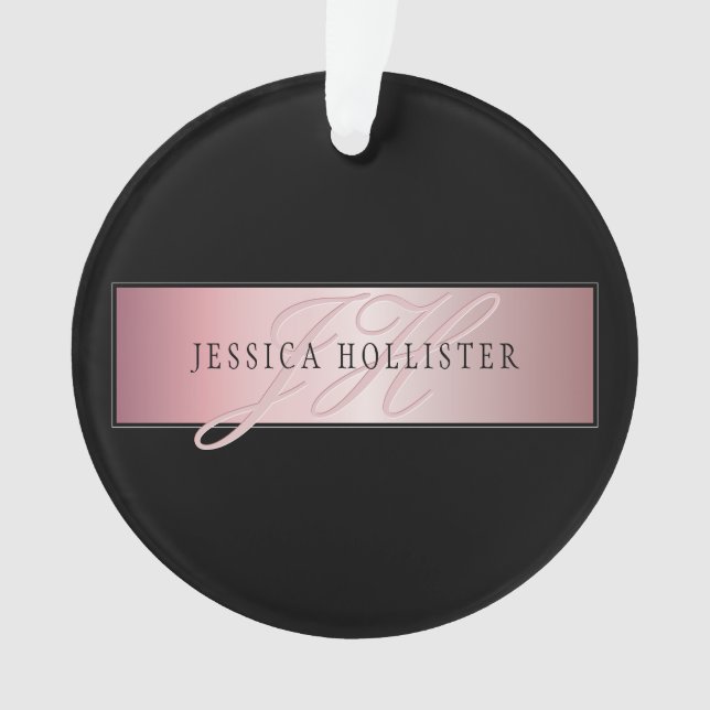 Elegante Imitate Rose Gold | Name & Initialen Ornament (Vorderseite)