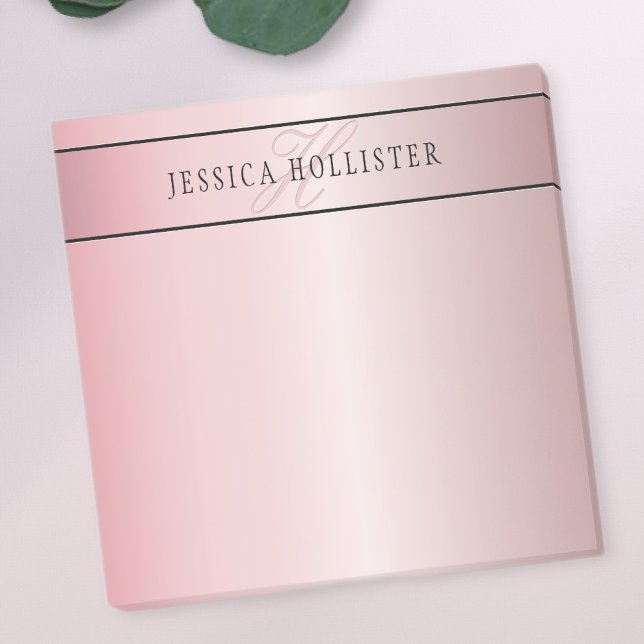 Elegante Imitate Rose Gold | Name & Initialen Post-it Klebezettel (Von Creator hochgeladen)