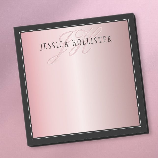 Elegante Imitate Rose Gold | Name & Initialen Post-it Klebezettel (Von Creator hochgeladen)