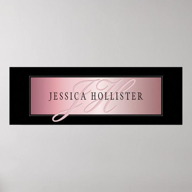 Elegante Imitate Rose Gold | Name & Initialen Poster (Vorne)