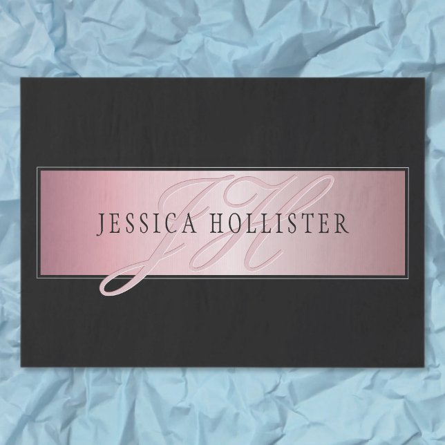 Elegante Imitate Rose Gold | Name & Initialen Seidenpapier (Von Creator hochgeladen)