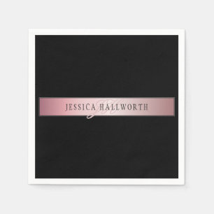 Elegante Imitate Rose Gold   Name & Initialen Serviette