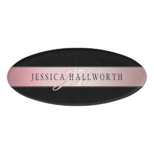 Elegante Imitate Rose Gold   Name & Initials v2 Namenschild