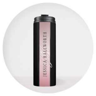 Elegante Imitate Rose Gold Name & Initials v2 Thermosbecher