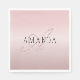 Elegante Imitate Rose Gold Name und Monogramm Serviette