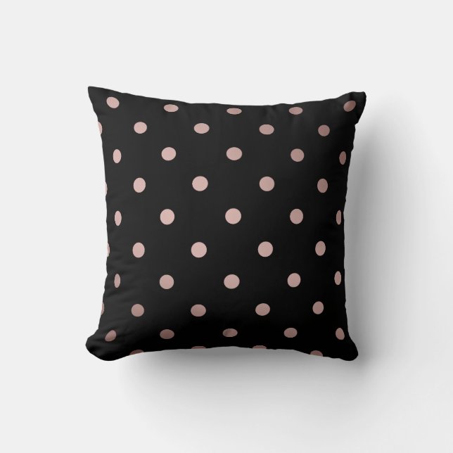 elegante Imitate Rose Gold schwarze Polka Punkte Kissen (Vorderseite)