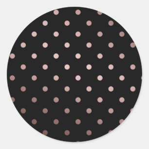elegante Imitate Rose Gold schwarze Polka Punkte Runder Aufkleber