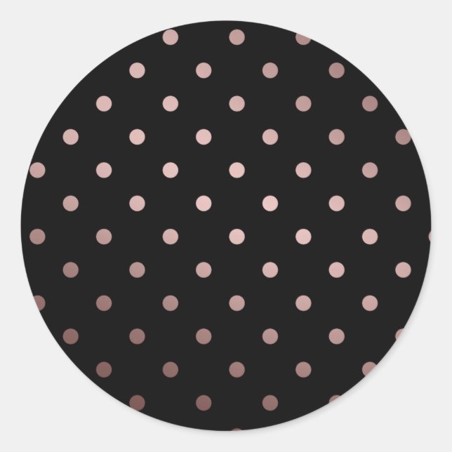 elegante Imitate Rose Gold schwarze Polka Punkte Runder Aufkleber (Vorderseite)