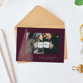 Elegante Imitate Rose Goldbaum ein Foto Weihnachte Feiertagskarte