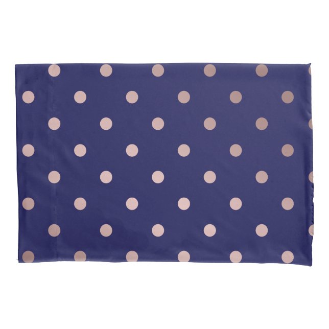 elegante Imitate Rose goldblaue Polka Punkte Kissenbezug (Vorderseite)
