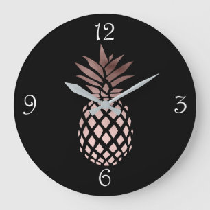 elegante Imitate Rose Goldene Ananas Große Wanduhr