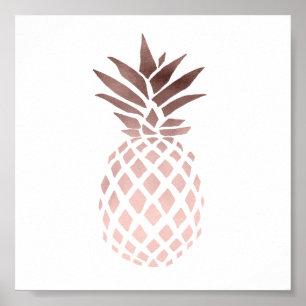 elegante Imitate Rose Goldene Ananas Poster