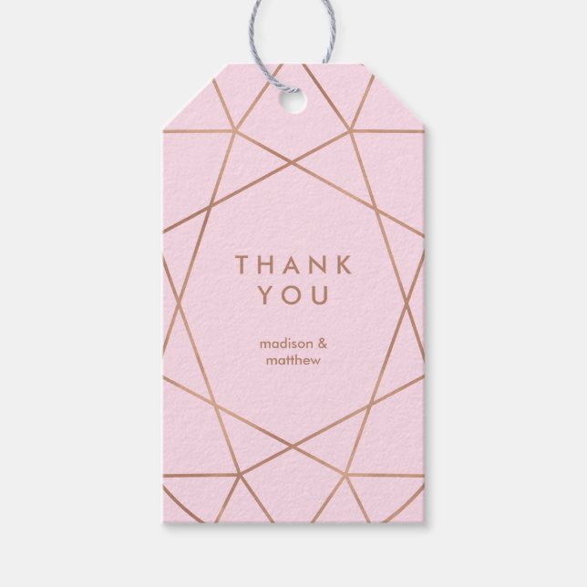 Elegante Imitate Rose Goldene Geometrie auf Rosa Geschenkanhänger (Vorderseite)