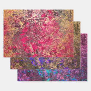 Elegante Imitate schimmern Gold und mehrfarbiges M Geschenkpapier Set