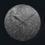 Elegante Imitate Schwarzer Glitzer Runde Wanduhr<br><div class="desc">Elegante Imitate Schwarzer Glitzer</div>
