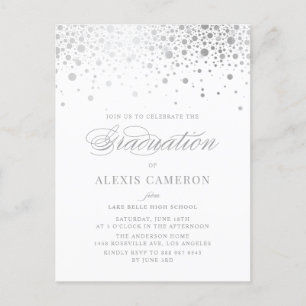 Elegante Imitate Silver Foil Confetti Abschluss Einladungspostkarte