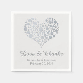 Elegante Imitate Silver Foil Heart Wedding Napkins Serviette