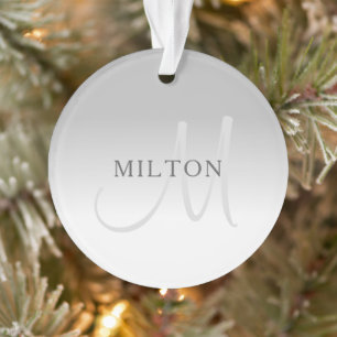 Elegante Imitate Silver Gradient Monogram Ornament