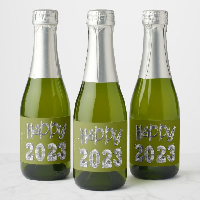 Elegante Imitate Silver Lettering Happy New Year 2 (Flaschen)
