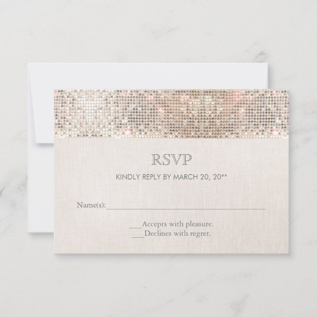 Elegante Imitate Silver Sequins Beige Look UAWG 2 RSVP Karte (Vorderseite)