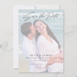 Elegante Imitate Vellum Foto Beach Hochzeit Save The Date