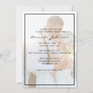 Elegante Imitate Vellum Overlay Foto Kinderdusche Einladung