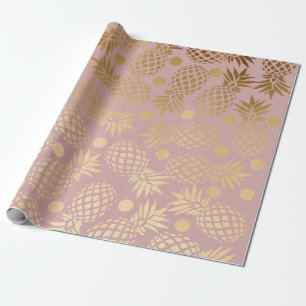 elegante Imitatgoldananasmuster-Polkapunkte Geschenkpapier