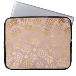 elegante Imitatgoldananasmuster-Polkapunkte Laptopschutzhülle