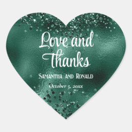 Elegante Imitats Dunkelgrüner Glitzer- und Foil-Ho Herz-Aufkleber