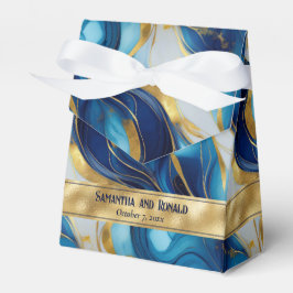 Elegante Imitats Gold, Blau und Weiß Marmor Vorzüg Geschenkschachtel