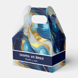 Elegante Imitats Gold, Blau und Weiß Marmor Vorzüg Geschenkschachtel
