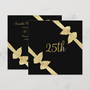 Elegante Imitats Gold Bows 25. Geburtstag Einladung