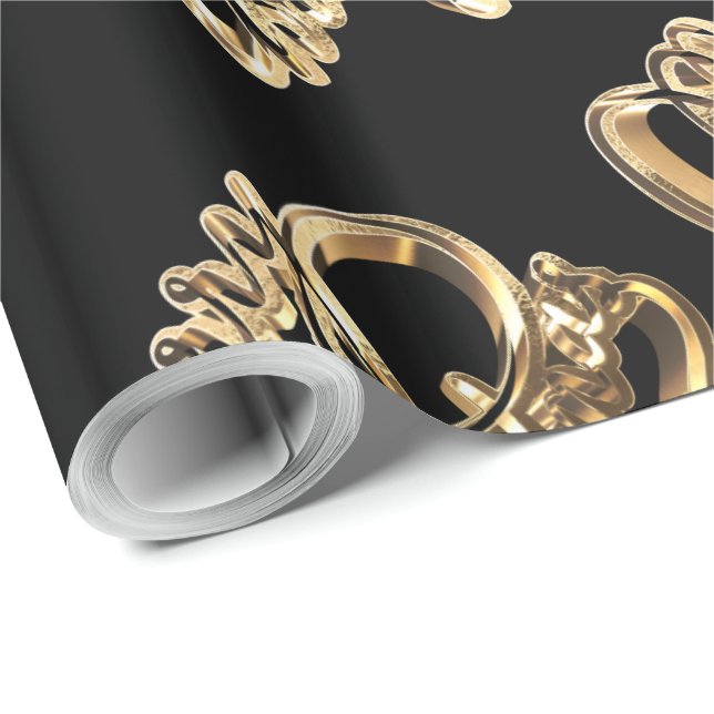 Elegante Imitats Gold Foil Script Chic Black Chris Geschenkpapier (Rolleneckpunkt)