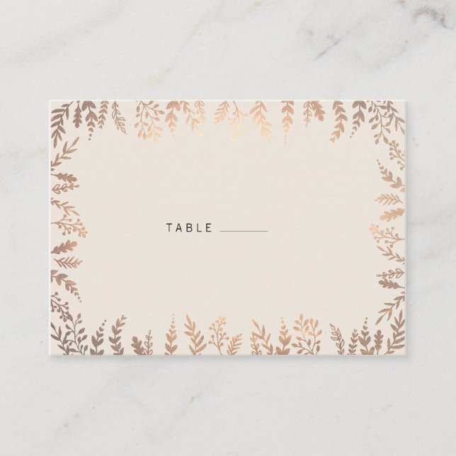Elegante Imitats Gold Foliage Escort Card Platzkarte (Vorderseite)