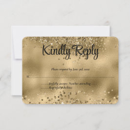 Elegante Imitats Gold Glitzer & Foil Wedding RSVP  Karte
