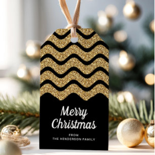 Elegante Imitats Gold Glitzer Frohe Weihnachten Geschenkanhänger