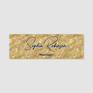 Elegante Imitats Gold Glitzer Name Tag Namensschild