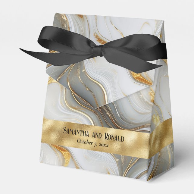 Elegante Imitats Gold, Graue Marmorfelder Geschenkschachtel (Vorderseite)