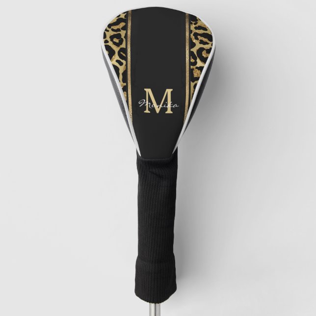 Elegante Imitats Gold Leopard Tierprägung personal Golf Headcover (Vorderseite)
