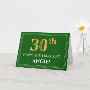 Elegante Imitats Gold Look 30. Geburtstag, Name (g Karte