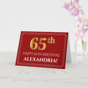 Elegante Imitats Gold Look "65." Geburtstag, Name  Karte